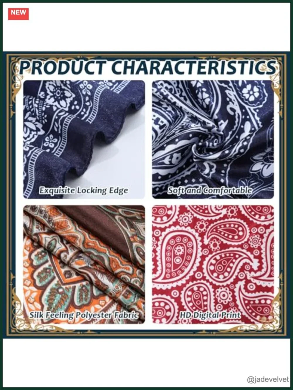 6-Pack 35 Inch Wild Rag Cowboy Neckerchief Polyester Square Bandana Silk Like
